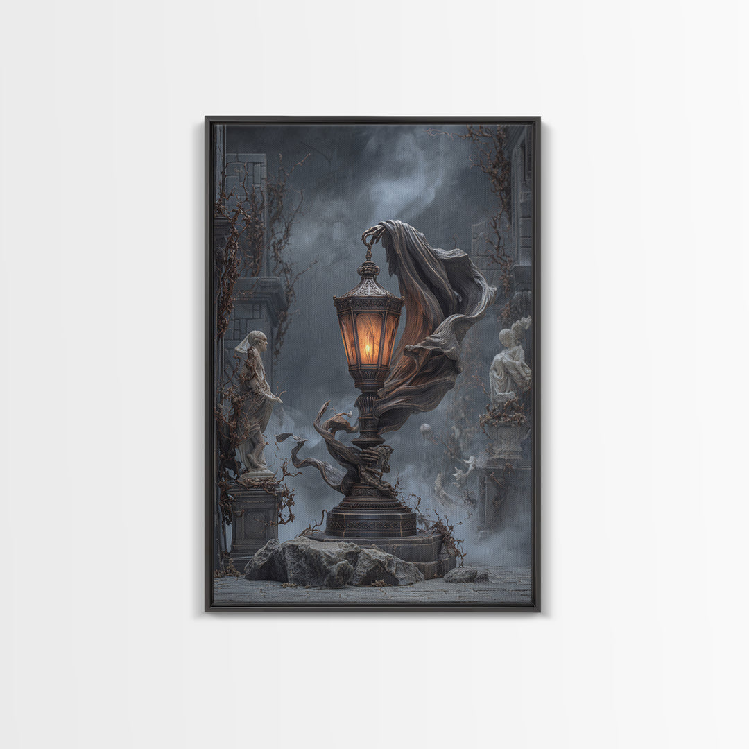 The Bone-Handled Lantern, Vertical Wall Art, Dark Halloween Decor, Canvas Print, Halloween Wall Decor, Gothic Home Decor, Spooky Wall Decor