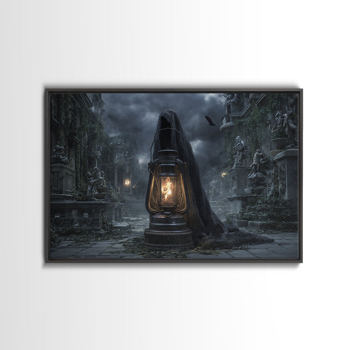 The Bone-Handled Lantern, Landscape Wall Art, Dark Halloween Decor, Canvas Print, Halloween Wall Decor, Gothic Home Decor, Macabre Wall Art