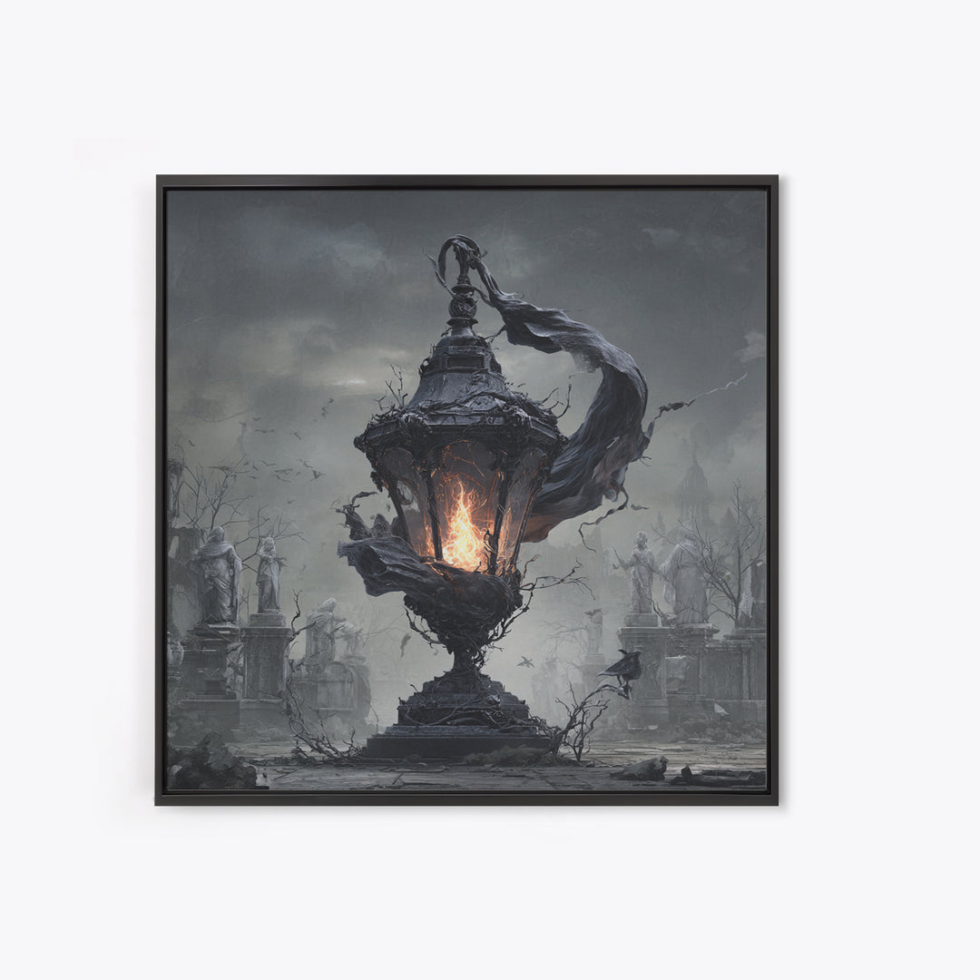 The Bone-Handled Lantern, Square Wall Art, Dark Fantasy Wall Art, Canvas Print, Halloween Wall Decor, Gothic Home Decor