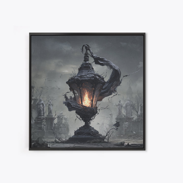The Bone-Handled Lantern, Square Wall Art, Dark Fantasy Wall Art, Canvas Print, Halloween Wall Decor, Gothic Home Decor