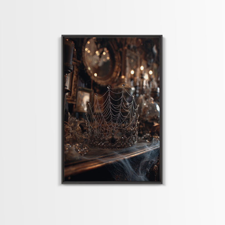 The Spiderweb Crown, Vertical Wall Art, Dark Halloween Decor, Canvas Print, Halloween Wall Decor, Gothic Home Decor, Collectible Wall Decor