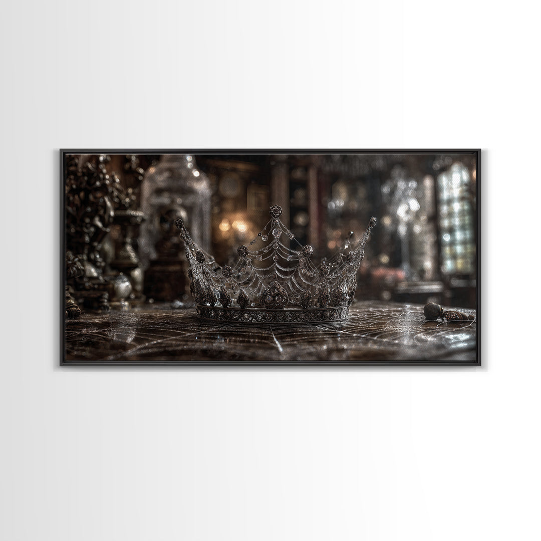The Spiderweb Crown, Wide Panoramic Art, Spooky Home Decor, Canvas Print, Halloween Wall Decor, Gothic Home Decor, Collectible Wall Decor
