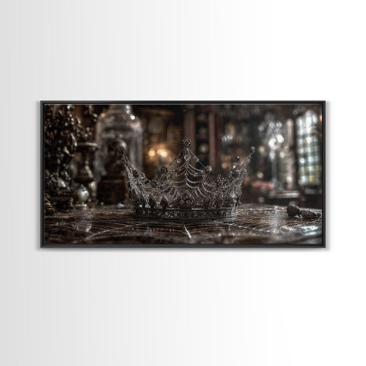 The Spiderweb Crown, Wide Panoramic Art, Spooky Home Decor, Canvas Print, Halloween Wall Decor, Gothic Home Decor, Collectible Wall Decor