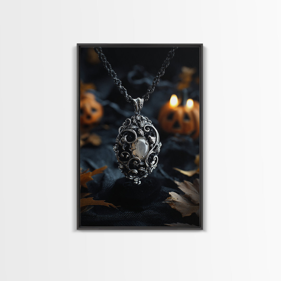 The Moonstone Amulet, Vertical Wall Art, Spooky Home Decor, Canvas Print, Halloween Wall Decor, Gothic Home Decor, Halloween Decor