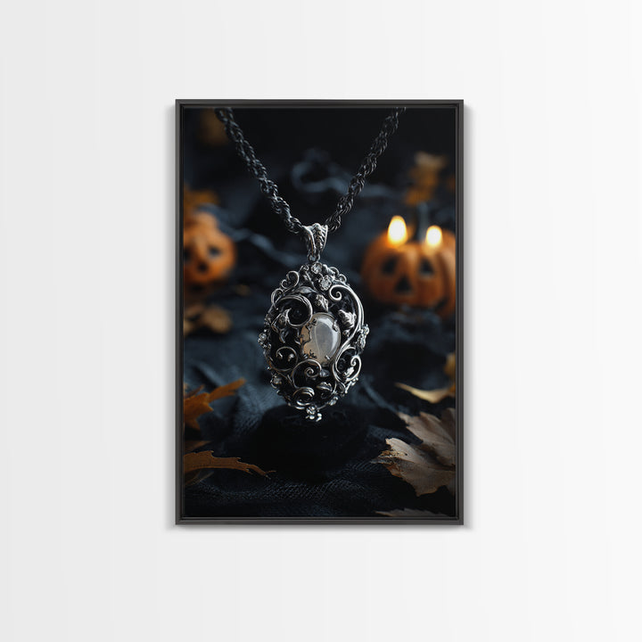 The Moonstone Amulet, Vertical Wall Art, Spooky Home Decor, Canvas Print, Halloween Wall Decor, Gothic Home Decor, Halloween Decor