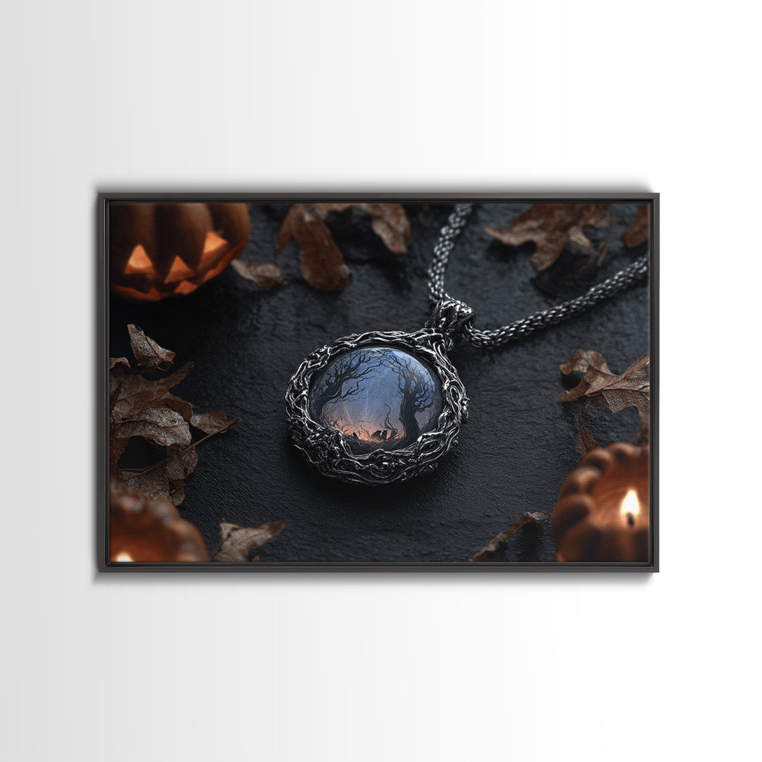 The Moonstone Amulet, Landscape Wall Art, Dark Halloween Decor, Canvas Print, Halloween Wall Decor, Gothic Home Decor, Statement Wall Art