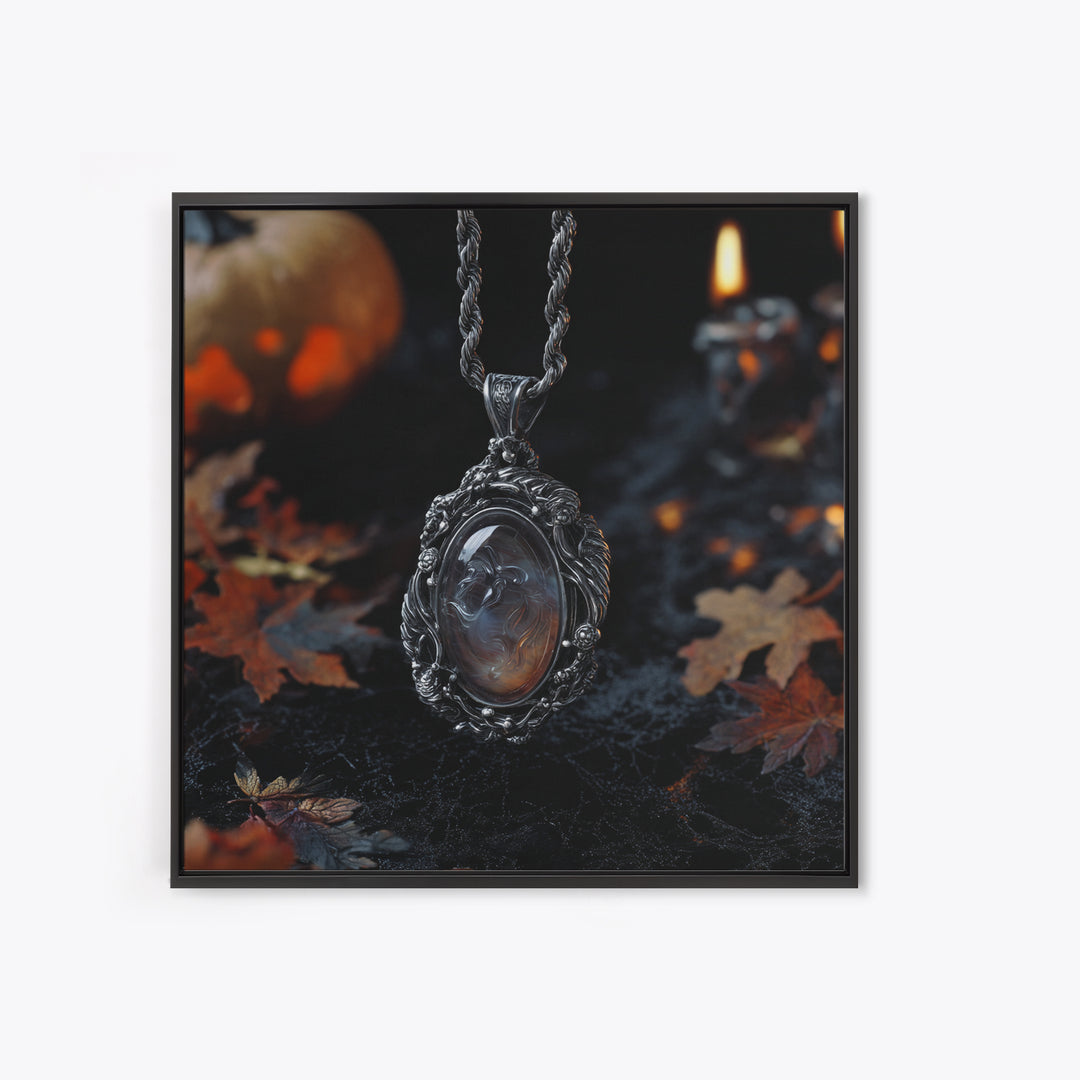 The Moonstone Amulet, Square Wall Art, Spooky Home Decor, Canvas Print, Halloween Wall Decor, Gothic Home Decor, Spooky Wall Decor