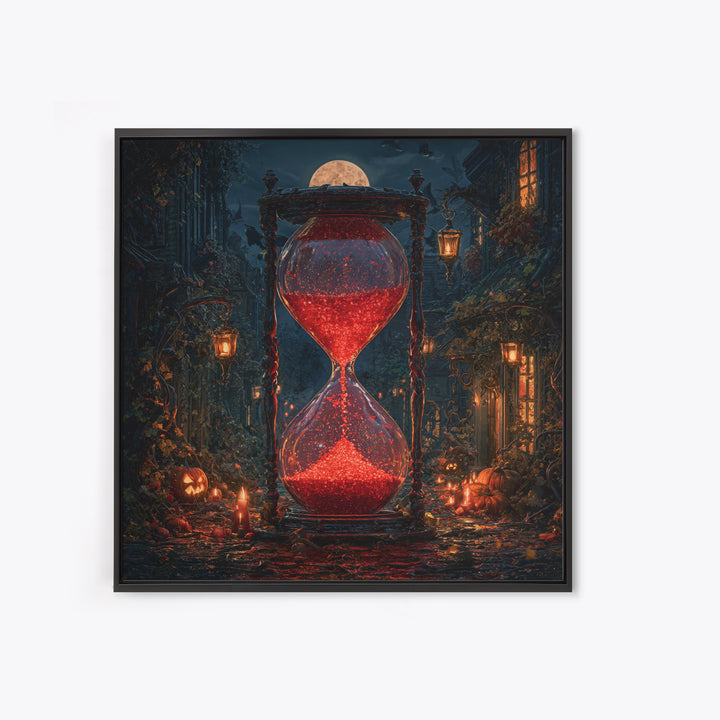 The Crimson Hourglass, Square Wall Art, Dark Halloween Decor, Canvas Print, Halloween Wall Decor, Gothic Home Decor, Horror Wall Art