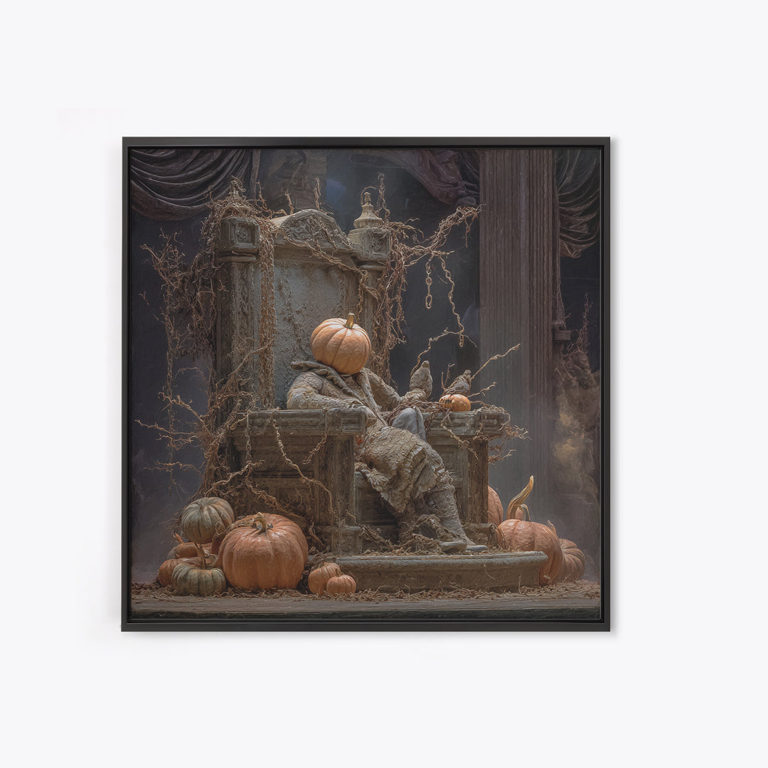 The Jack-O'-Lantern Throne, Square Wall Art, Dark Halloween Decor, Canvas Print, Halloween Wall Decor, Gothic Home Decor