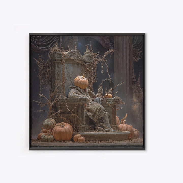 The Jack-O'-Lantern Throne, Square Wall Art, Dark Halloween Decor, Canvas Print, Halloween Wall Decor, Gothic Home Decor