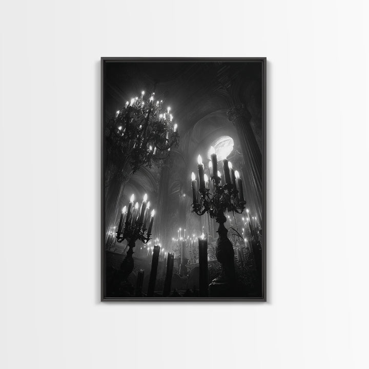 Monochrome Gothic Halloween, Vertical Wall Art, Dark Halloween Decor, Canvas Print, Halloween Wall Decor, Gothic Home Decor, Horror Wall Art