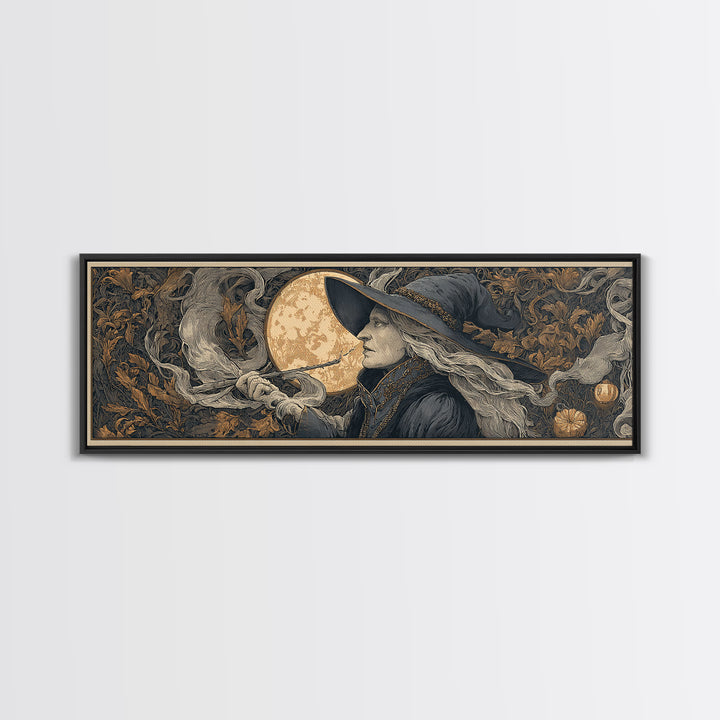 Art Nouveau Witchcraft, Extra Wide Wall Art, Spooky Home Decor, Canvas Print, Halloween Wall Decor, Gothic Home Decor, Seasonal Home Decor