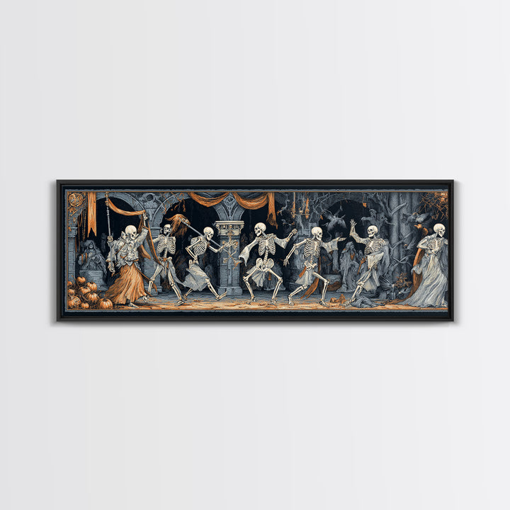 Medieval Danse Macabre, Extra Wide Wall Art, Spooky Home Decor, Canvas Print, Halloween Wall Decor, Gothic Home Decor