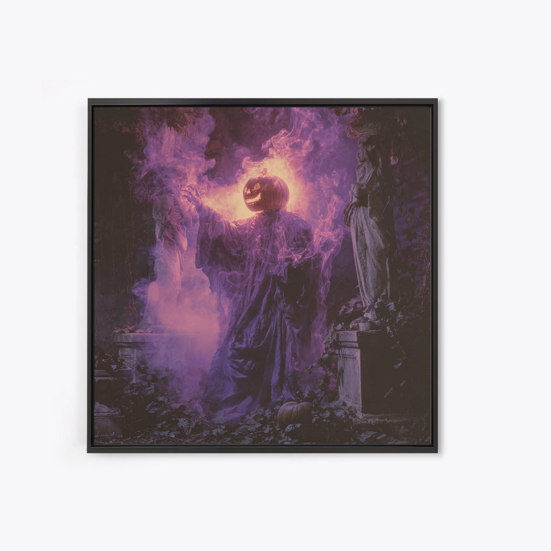 1980s Neon Horror, Square Wall Art, Dark Fantasy Wall Art, Canvas Print, Halloween Wall Decor, Gothic Home Decor, Collectible Wall Decor