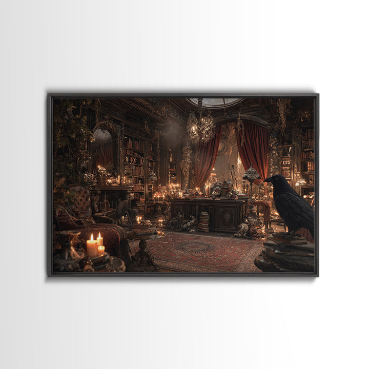 Dark Academia Halloween, Landscape Wall Art, Haunted Gothic Art, Framed Canvas Print, Halloween Wall Decor, Gothic Home Decor