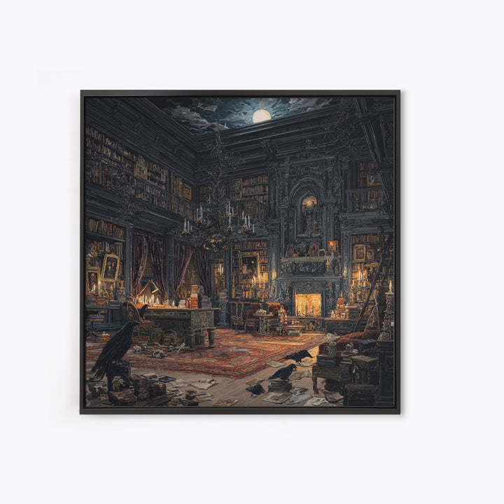 Dark Academia Halloween, Square Wall Art, Dark Halloween Decor, Canvas Print, Halloween Wall Decor, Gothic Home Decor, Statement Wall Art
