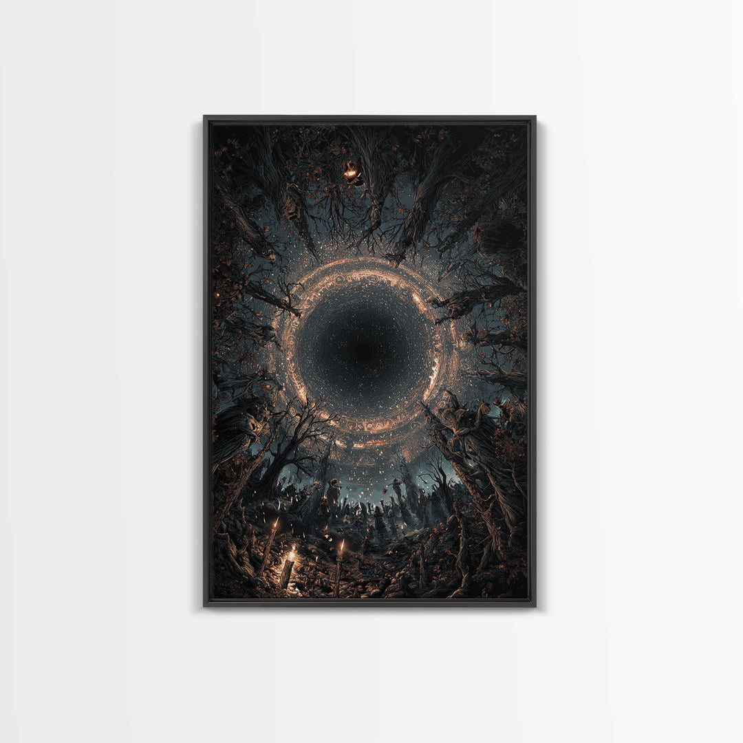 Celestial Witchcraft, Vertical Wall Art, Haunted Gothic Art, Framed Canvas Print, Halloween Wall Decor, Gothic Home Decor, Horror Wall Art