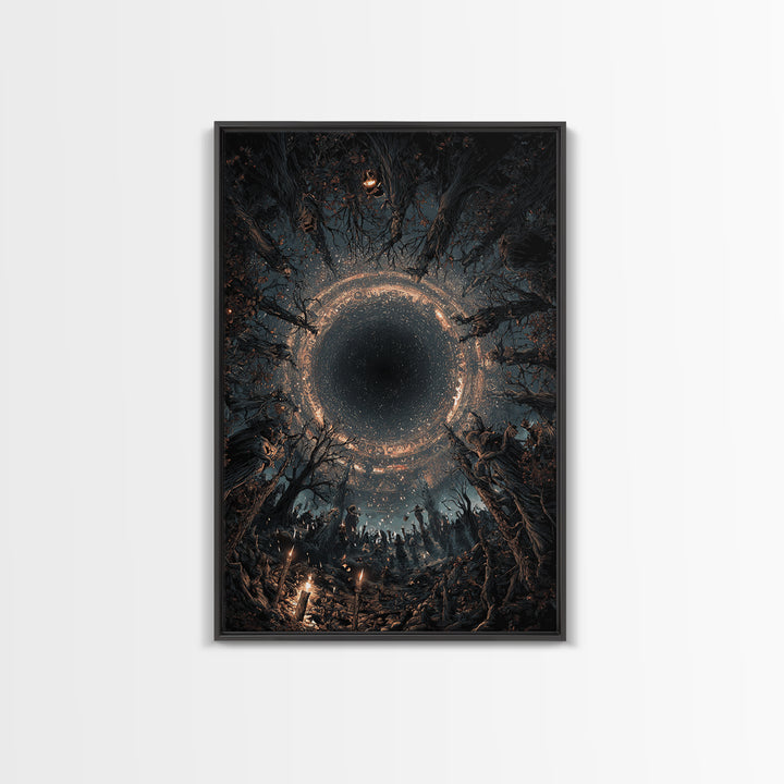 Celestial Witchcraft, Vertical Wall Art, Haunted Gothic Art, Framed Canvas Print, Halloween Wall Decor, Gothic Home Decor, Horror Wall Art