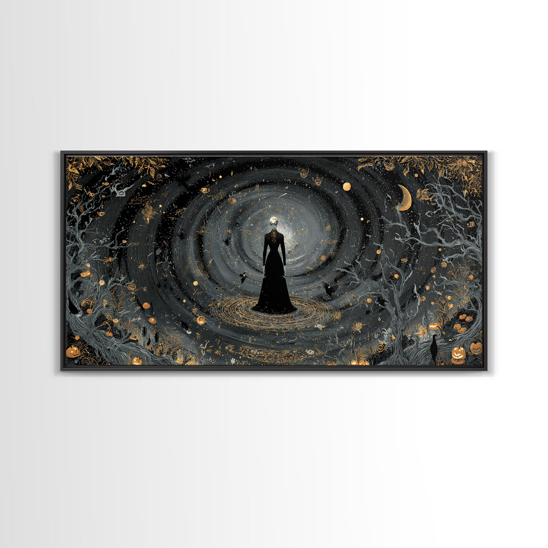 Celestial Witchcraft, Wide Panoramic Art, Dark Halloween Decor, Canvas Print, Halloween Wall Decor, Gothic Home Decor, Halloween Wall Art
