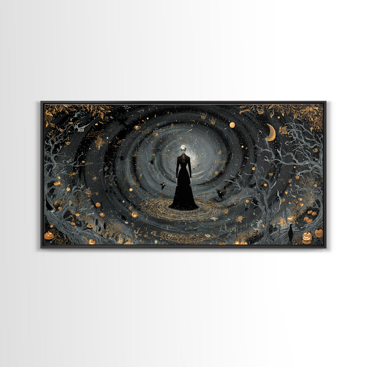 Celestial Witchcraft, Wide Panoramic Art, Dark Halloween Decor, Canvas Print, Halloween Wall Decor, Gothic Home Decor, Halloween Wall Art