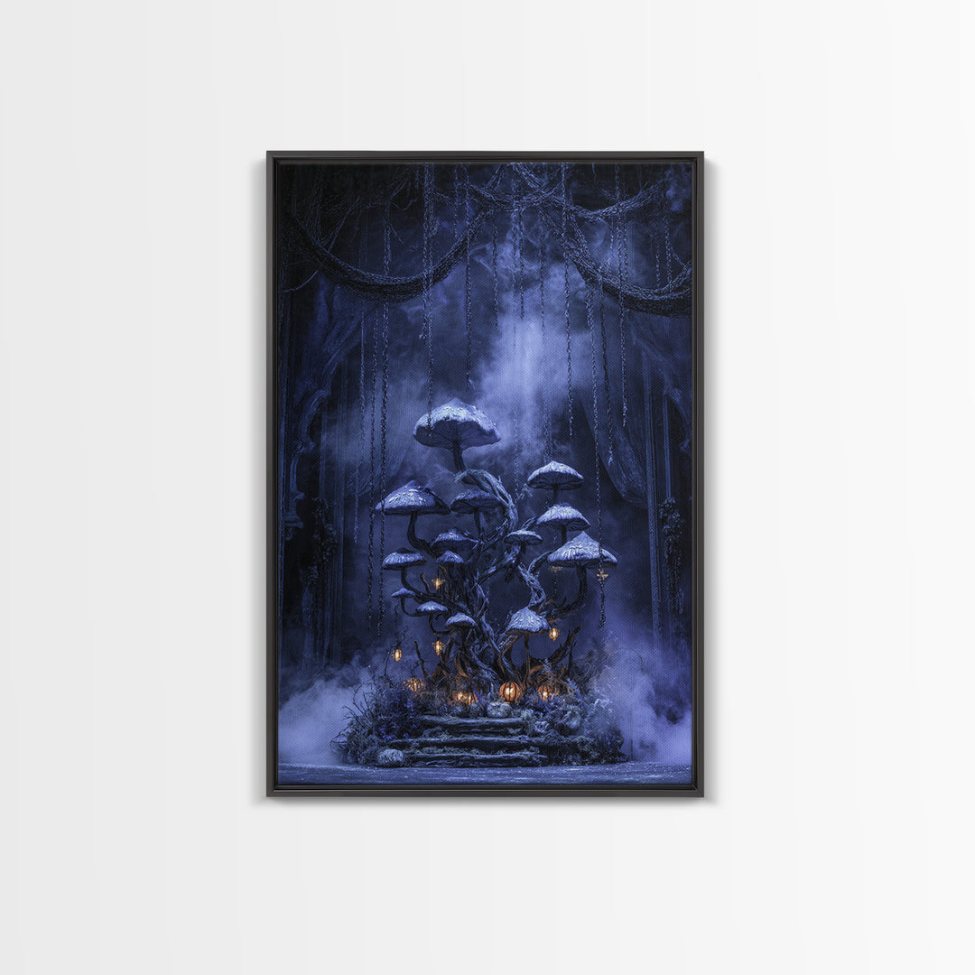 Enchanted Woodland Halloween, Vertical Wall Art, Dark Fantasy Wall Art, Canvas Print, Halloween Wall Decor, Gothic Home Decor