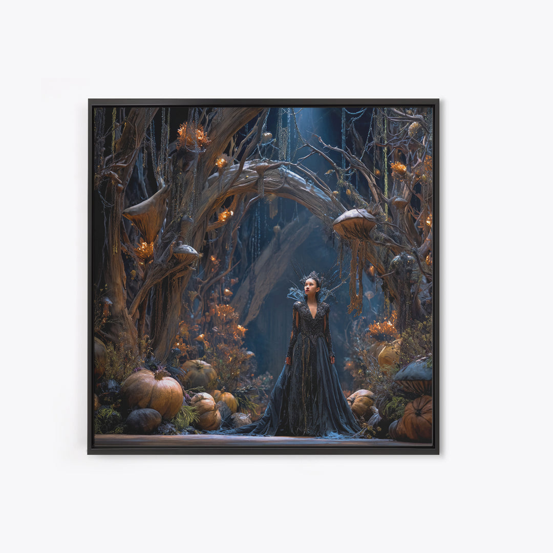 Enchanted Woodland Halloween, Square Wall Art, Dark Halloween Decor, Canvas Print, Halloween Wall Decor, Gothic Home Decor