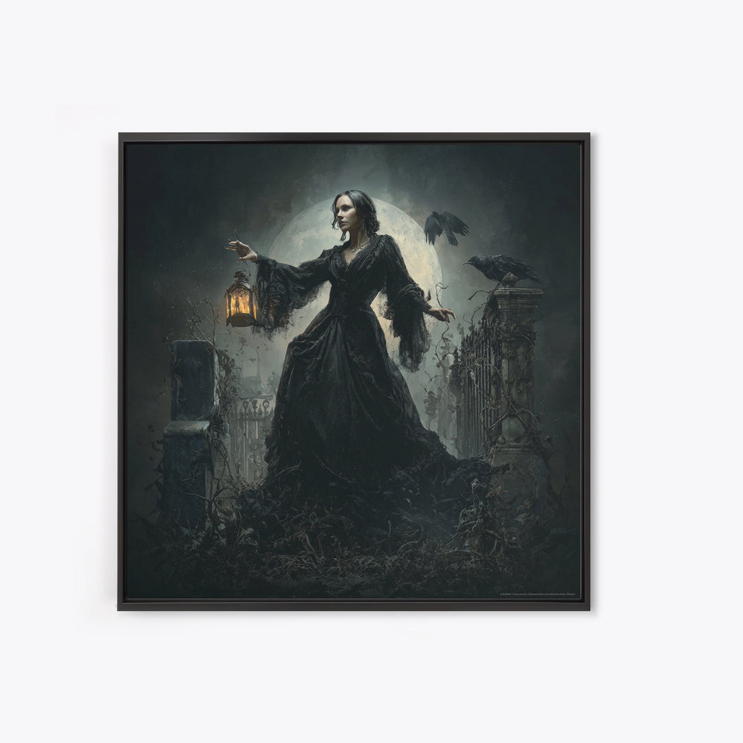 Gothic Romance, Square Wall Art, Macabre Wall Art, Framed Canvas Print, Halloween Wall Decor, Gothic Home Decor, Seasonal Home Decor