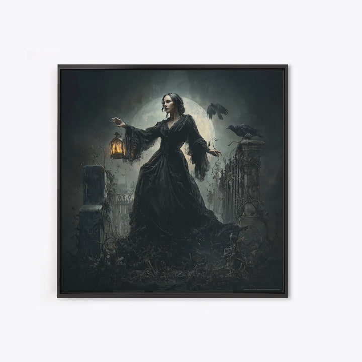 Gothic Romance, Square Wall Art, Macabre Wall Art, Framed Canvas Print, Halloween Wall Decor, Gothic Home Decor, Seasonal Home Decor