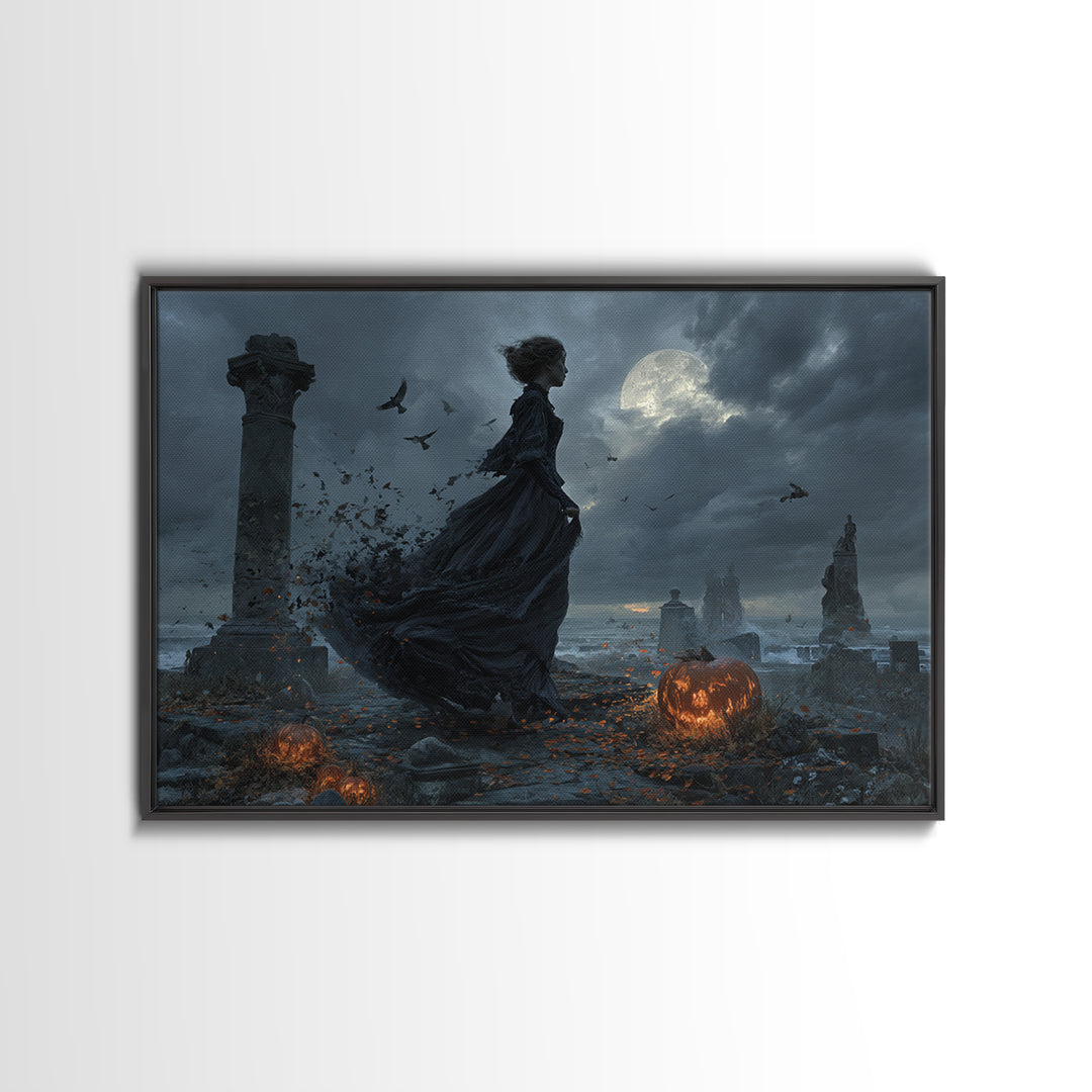 Haunted Seaside Halloween, Landscape Wall Art, Dark Fantasy Wall Art, Canvas Print, Halloween Wall Decor, Gothic Home Decor
