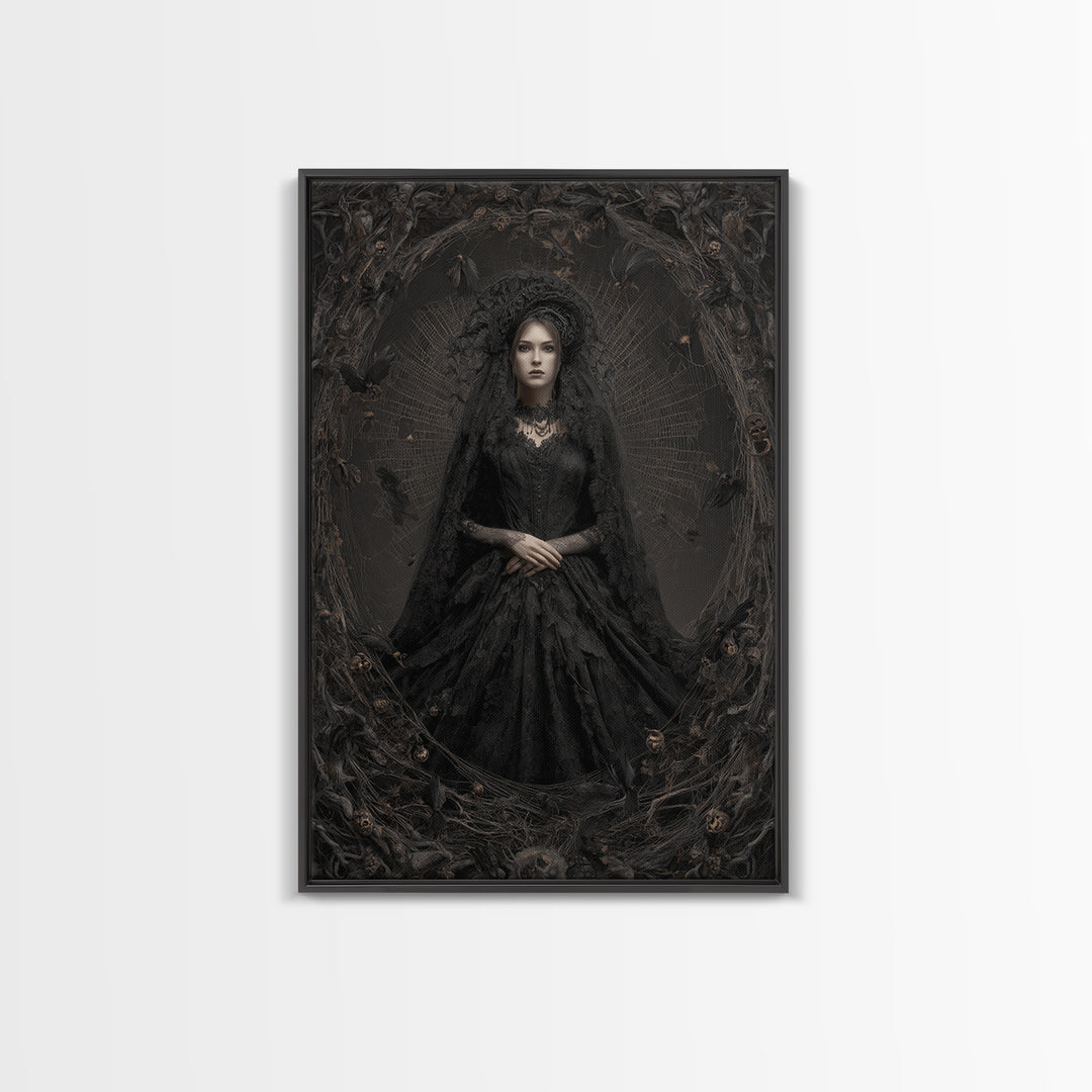 Black Lace And Cobwebs, Vertical Wall Art, Spooky Home Decor, Canvas Print, Halloween Wall Decor, Gothic Home Decor, Halloween Decor