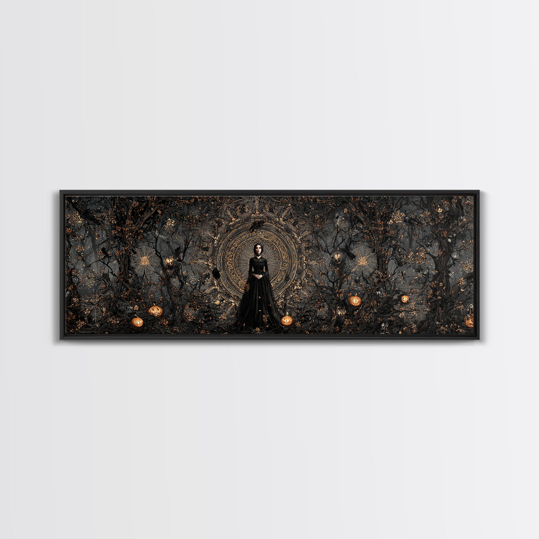 Black Lace And Cobwebs, Extra Wide Wall Art, Spooky Home Decor, Canvas Print, Halloween Wall Decor, Gothic Home Decor, Seasonal Home Decor