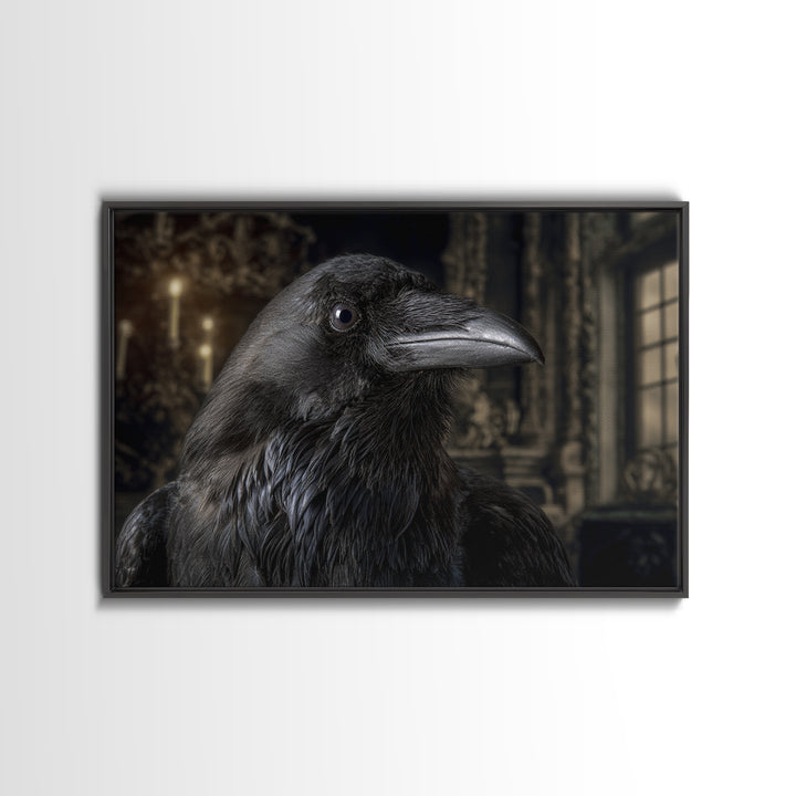 Ravens And Ruins, Landscape Wall Art, Gothic Horror Wall Art, Framed Canvas Print, Halloween Wall Decor, Gothic Home Decor