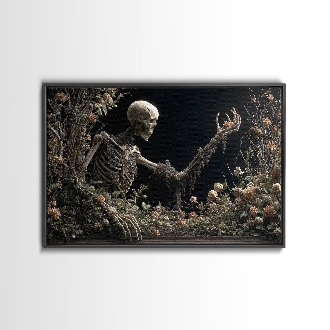 Skeletal Botanicals, Landscape Wall Art, Dark Fantasy Wall Art, Canvas Print, Halloween Wall Decor, Gothic Home Decor, Spooky Wall Decor