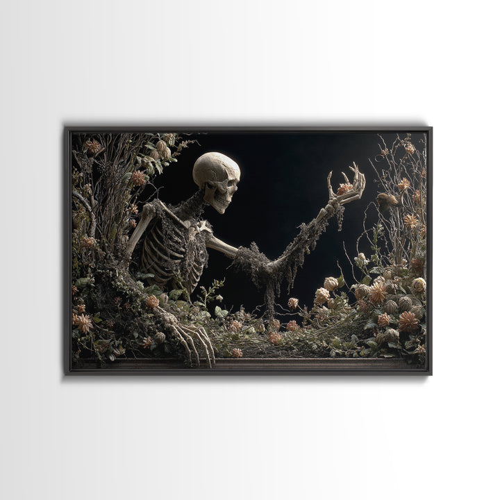Skeletal Botanicals, Landscape Wall Art, Dark Fantasy Wall Art, Canvas Print, Halloween Wall Decor, Gothic Home Decor, Spooky Wall Decor