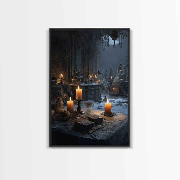 Frozen Halloween, Vertical Wall Art, Gothic Horror Wall Art, Framed Canvas Print, Halloween Wall Decor, Gothic Home Decor, Macabre Wall Art