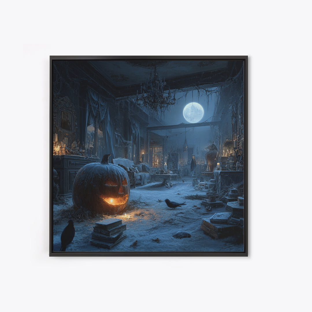 Frozen Halloween, Square Wall Art, Haunted Gothic Art, Framed Canvas Print, Halloween Wall Decor, Gothic Home Decor, Seasonal Home Decor