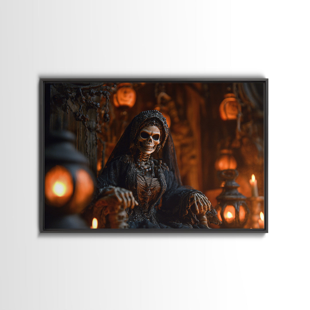 The Necromancer Queen, Landscape Wall Art, Haunted Gothic Art, Framed Canvas Print, Halloween Wall Decor, Gothic Home Decor, Halloween Decor