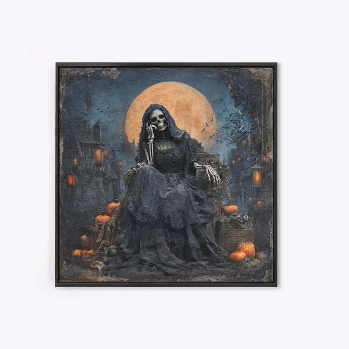 The Necromancer Queen, Square Wall Art, Spooky Home Decor, Canvas Print, Halloween Wall Decor, Gothic Home Decor, Dark Fantasy Art