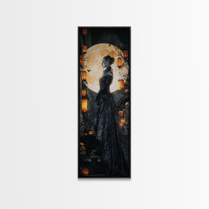 The Necromancer Queen, Tall Narrow Wall Art, Spooky Home Decor, Canvas Print, Halloween Wall Decor, Gothic Home Decor, Seasonal Home Decor