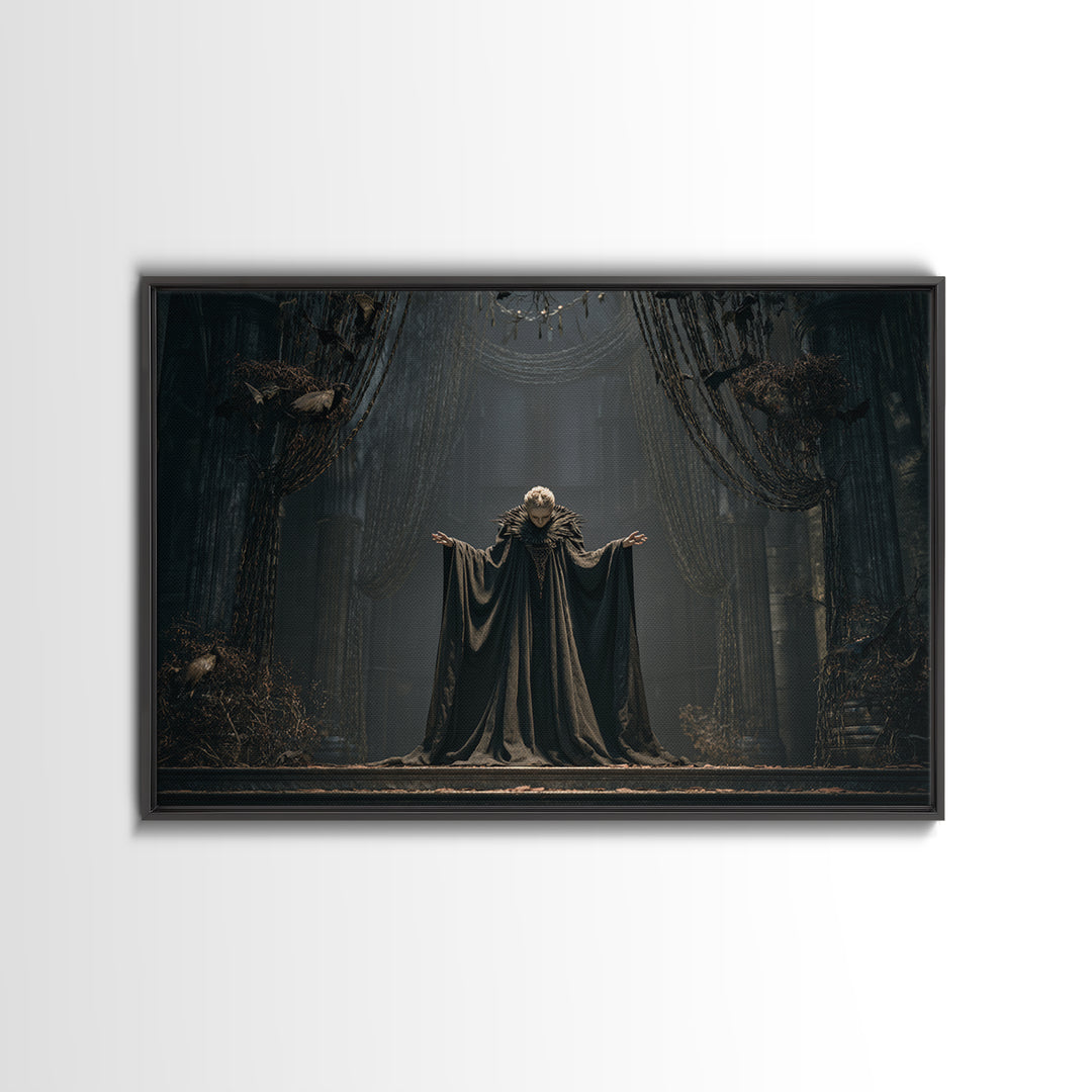 The Bat Prince, Landscape Wall Art, Gothic Horror Wall Art, Framed Canvas Print, Halloween Wall Decor, Gothic Home Decor, Halloween Decor