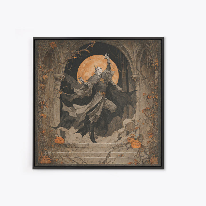 The Bat Prince, Square Wall Art, Macabre Wall Art, Framed Canvas Print, Halloween Wall Decor, Gothic Home Decor, Statement Wall Art