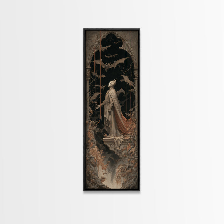 The Bat Prince, Tall Narrow Wall Art, Dark Halloween Decor, Canvas Print, Halloween Wall Decor, Gothic Home Decor, Collectible Wall Decor