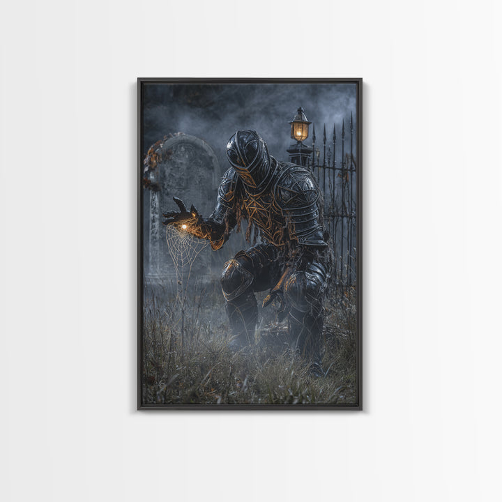 The Spider Knight, Vertical Wall Art, Spooky Home Decor, Canvas Print, Halloween Wall Decor, Gothic Home Decor, Halloween Wall Art