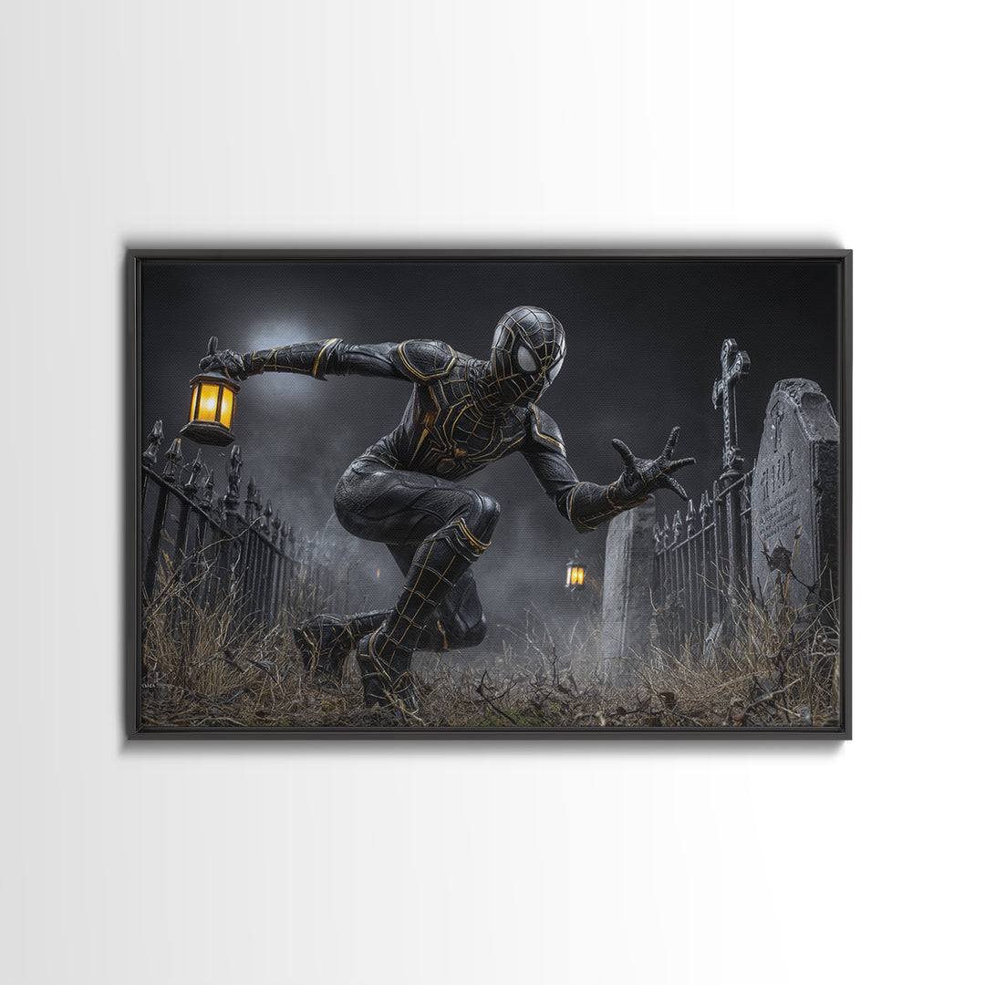 The Spider Knight, Landscape Wall Art, Haunted Gothic Art, Framed Canvas Print, Halloween Wall Decor, Gothic Home Decor, Horror Wall Art
