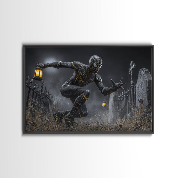 The Spider Knight, Landscape Wall Art, Haunted Gothic Art, Framed Canvas Print, Halloween Wall Decor, Gothic Home Decor, Horror Wall Art