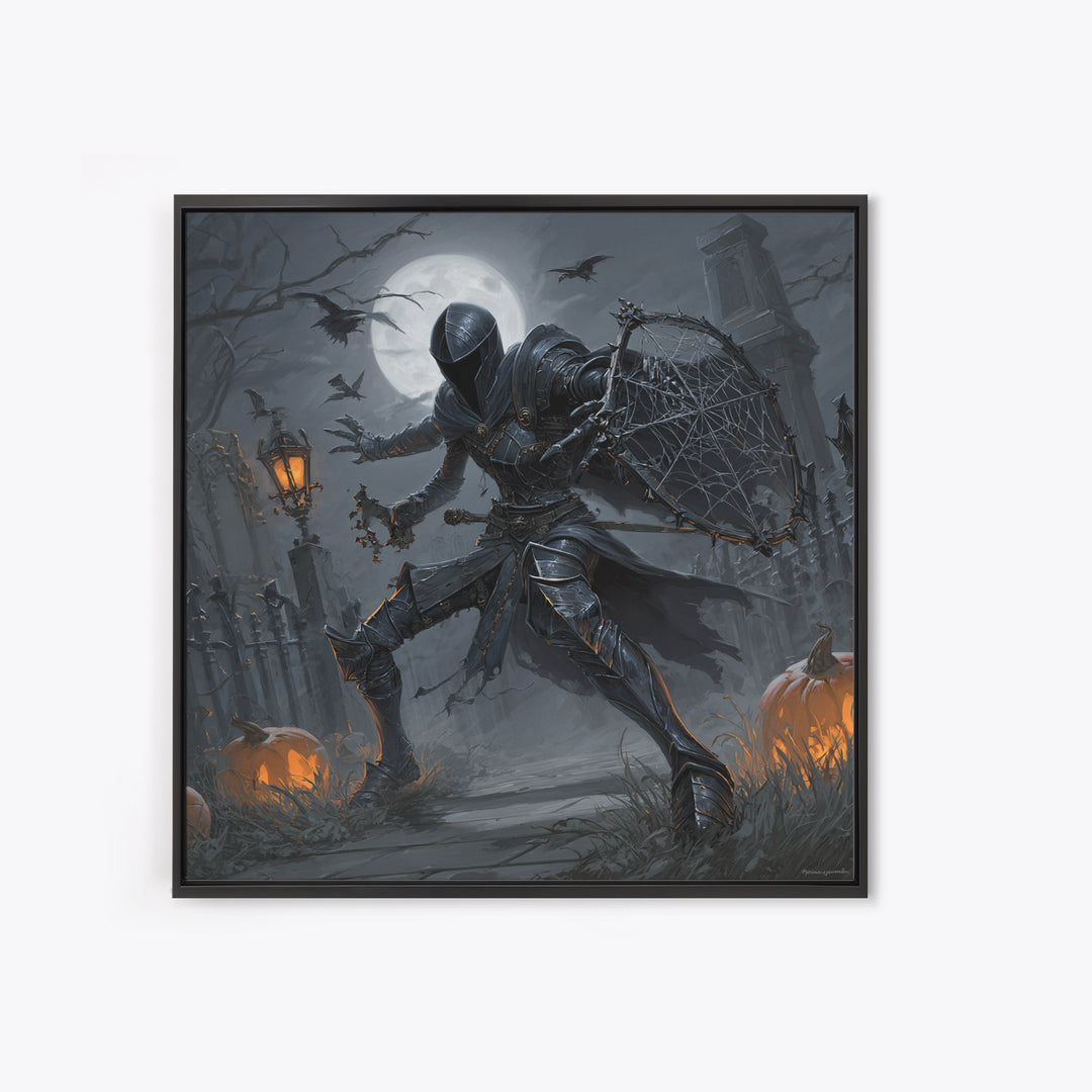 The Spider Knight, Square Wall Art, Macabre Wall Art, Framed Canvas Print, Halloween Wall Decor, Gothic Home Decor, Horror Wall Art