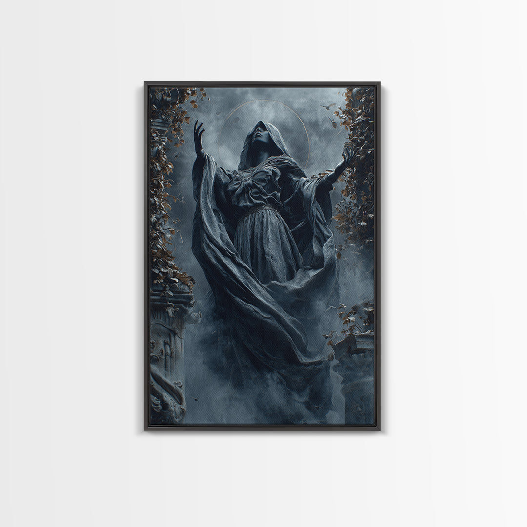 The Moon Priestess, Vertical Wall Art, Dark Fantasy Wall Art, Canvas Print, Halloween Wall Decor, Gothic Home Decor, Spooky Wall Decor