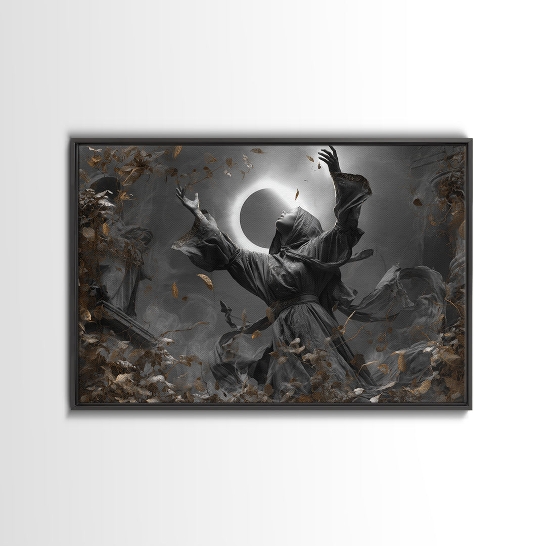 The Moon Priestess, Landscape Wall Art, Dark Fantasy Wall Art, Canvas Print, Halloween Wall Decor, Gothic Home Decor, Macabre Wall Art