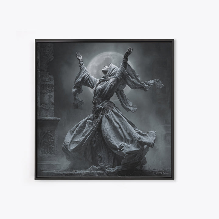 The Moon Priestess, Square Wall Art, Macabre Wall Art, Framed Canvas Print, Halloween Wall Decor, Gothic Home Decor, Dark Fantasy Art