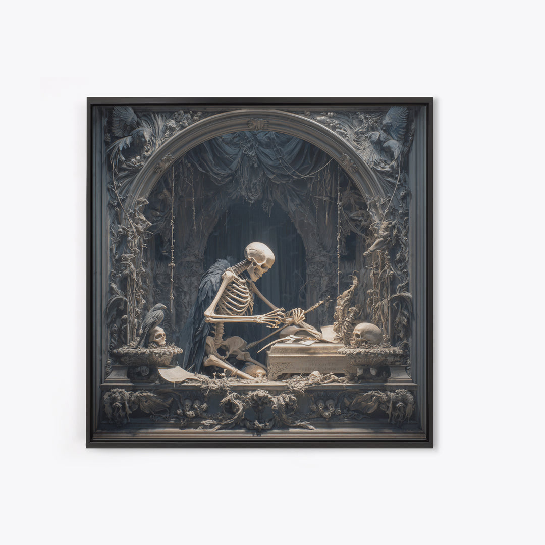 The Bone Sculptor, Square Wall Art, Dark Fantasy Wall Art, Canvas Print, Halloween Wall Decor, Gothic Home Decor, Collectible Wall Decor